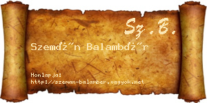 Szemán Balambér névjegykártya